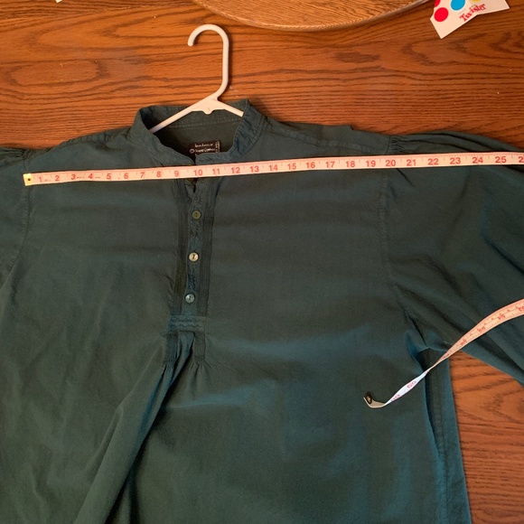 LOOK!! Shirt Henley Large Cotton green puffy sleeves pirate - Picture 6 of 11